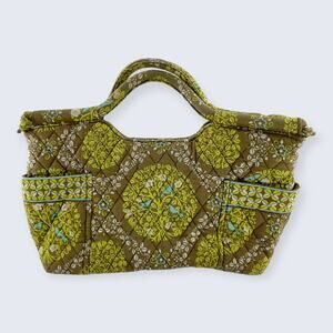Vera Bradley Gabby Sittin' in a Tree Green Brown Birds 3" Handle Hand Bag $68
